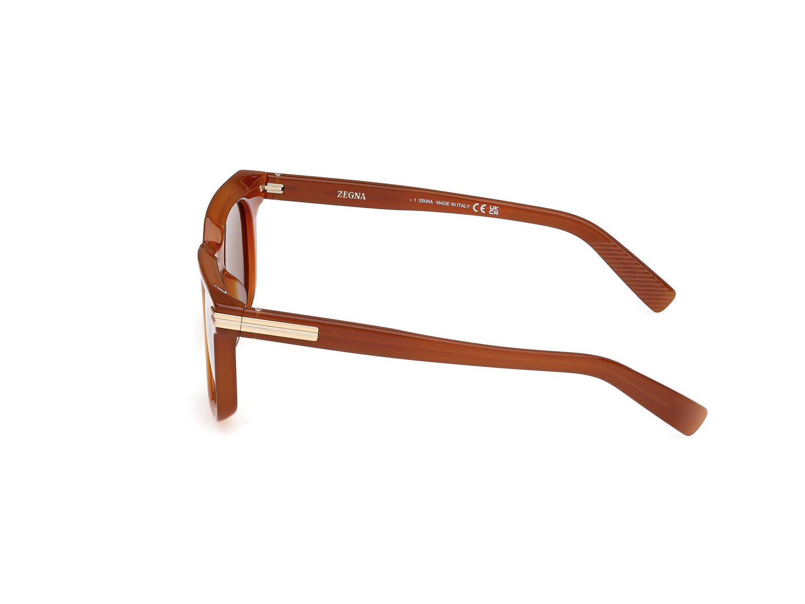 Das Bild zeigt die Bügel der Zegna Sonnenbrille 0248 in hellbraun.